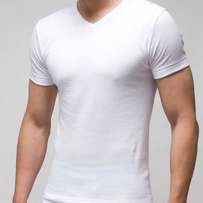 Camiseta interior manga corta cuello pico 